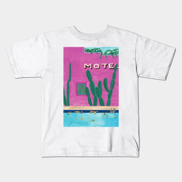 Pool Motel Kids T-Shirt by HeloBirdie